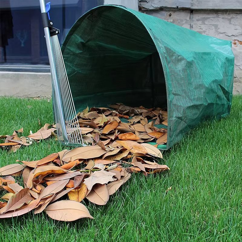 Utdoor Sammelbeutel für Laub und Gartenabfälle, grüner gewebter Müllbeutel, 53 Gallonen, B/H/T: 55 x 76 x 43 cm - Bild 4