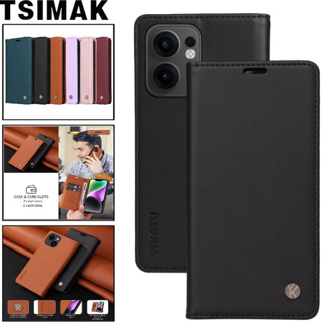 Business Flip Case für OPPO Reno 13 Pro und Reno 13 Serie in Rot mit Magnet-Brieftaschenfunktion aus Leder - Bild 1