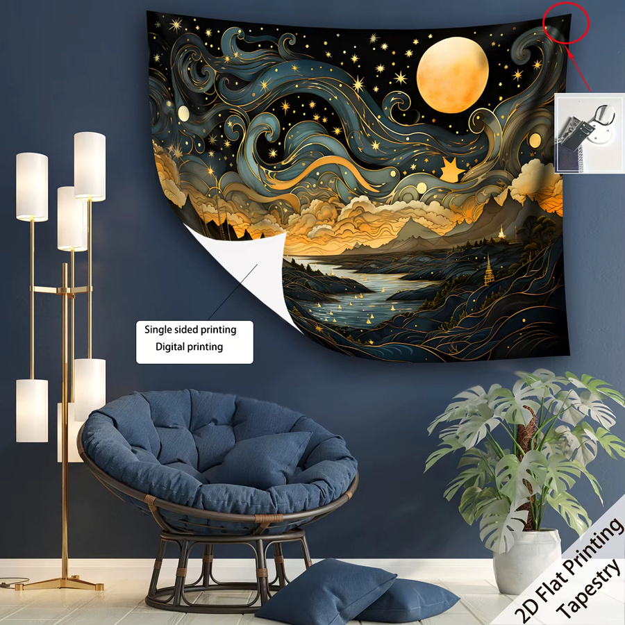 VIKAMA Astronomischer Nachthimmel Wandteppich, Mehrfarbiger Wandbehang im modernen Abstract-Design für Wohnzimmer und Schlafzimmer - Bild 2