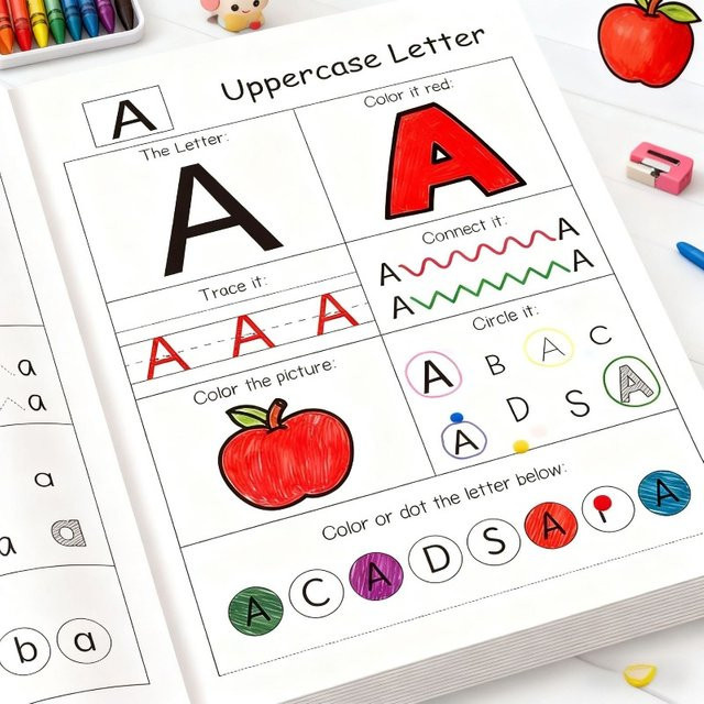 BOHY Englisches Übungsbuch für Kinder zum Alphabet und zur Wortzeichnung, Rot und Mehrfarbig - Bild 1
