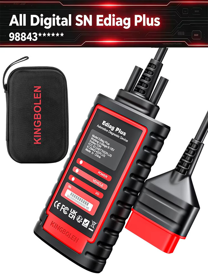 KINGBOLEN Ediag Plus CAN FD OBD Scanner Diagnosegerät für Steuergerätecodierung, Aktiver Test und 15 Resets in Schwarz - Bild 1