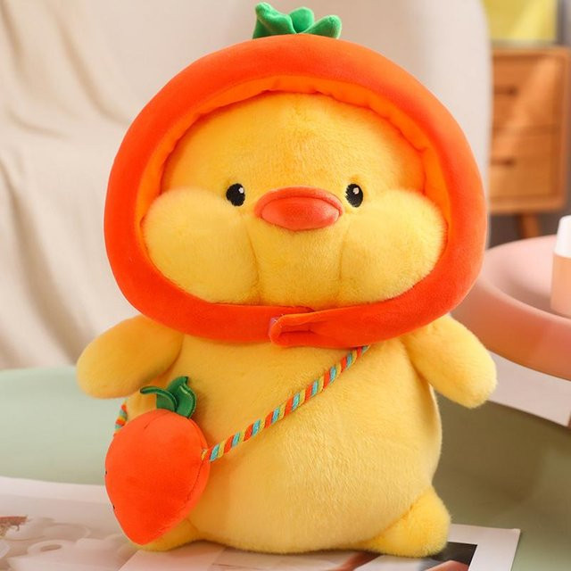Kidsly Plüschpuppe Frucht Pinguin Ente Karotte Kürbis Schildkröte, Gelb, ab 14 Jahren - Bild 1