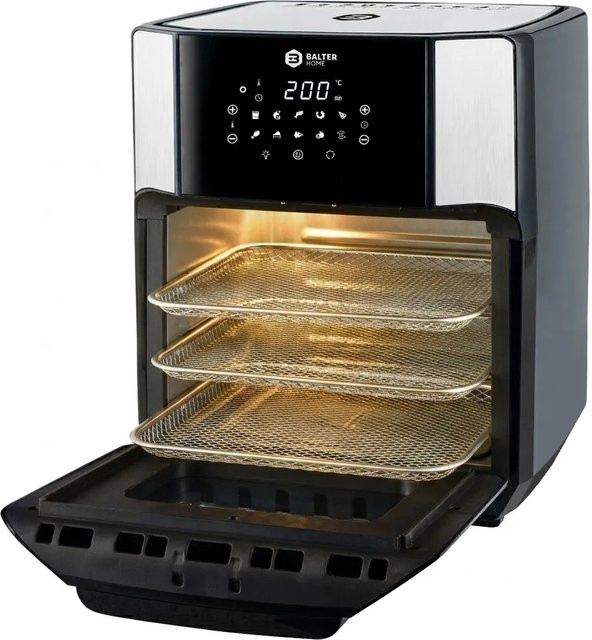 Balter Heißluftfritteuse HL-1200 mit 12 Liter Fassungsvermögen, LCD Display, 10 Programme und Rezeptheft in Silber - Bild 1