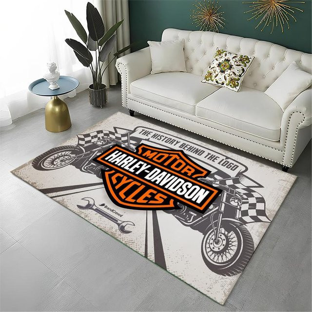 YunhengTechnology H-Harley Racing Moto Teppich, rutschfest und waschbar, Mehrfarbig, B: 120 cm, T: 80 cm - Bild 1