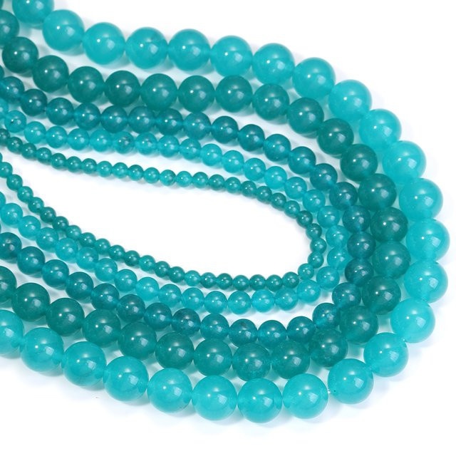SANSWL Perlen, Amazonit, blauer Chalcedon, rund, DIY-Charms - Bild 1