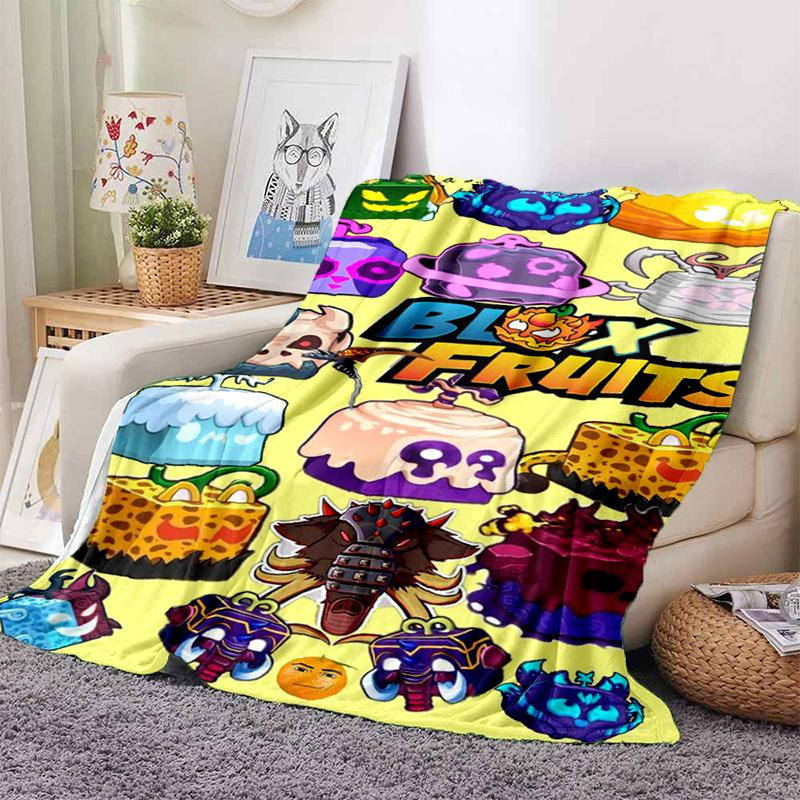 ChenYing01 B-Blox Fruit 3D Cartoon Decke aus Flanell, weiche Überwurfdecke für Kinder, Multicolor, B x H: 130 x 150 cm - Bild 2