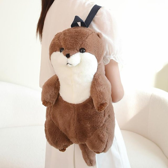 TreasuringU Kawaii Seeotter Plüsch Rucksack, Plüschtier, schokoladenbraun - Bild 1