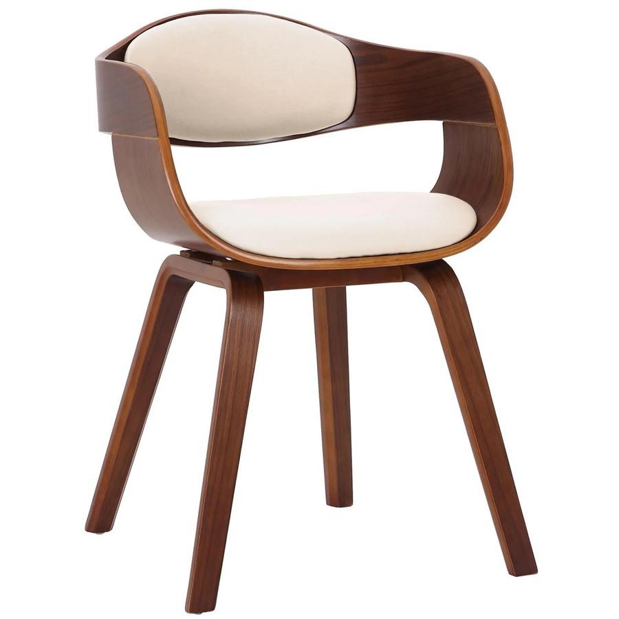 DELUKE Besucherstuhl LONDON Konferenzstuhl aus Kunstleder und Holz in Walnuss und Creme, H: 73 cm, B: 49 cm, T: 46 cm - Bild 2