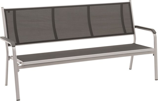 Kettler BasicPlus 3er Gartenbank aus Aluminium und Textilene in Silber/Anthrazit, B/T/H: 191 x 67 x 97 cm - Bild 1