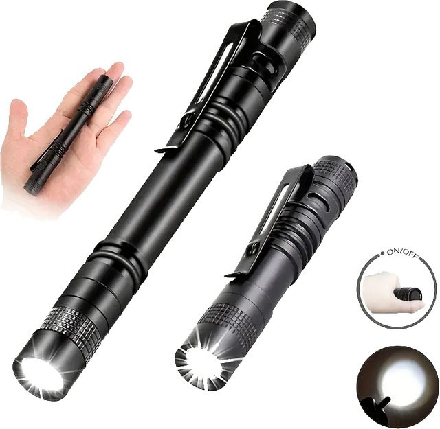 KDULIT LED Stift-Taschenlampe in Schwarz mit weißem Licht, tragbare Mini-Taschenlampe für Mediziner und Outdoor-Aktivitäten, Höhe: 13 cm - Bild 1