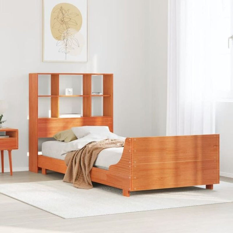 Massivholzbett aus Kiefernholz von vidaxl in Braun, B: 75 cm, L: 190 cm - Bild 1