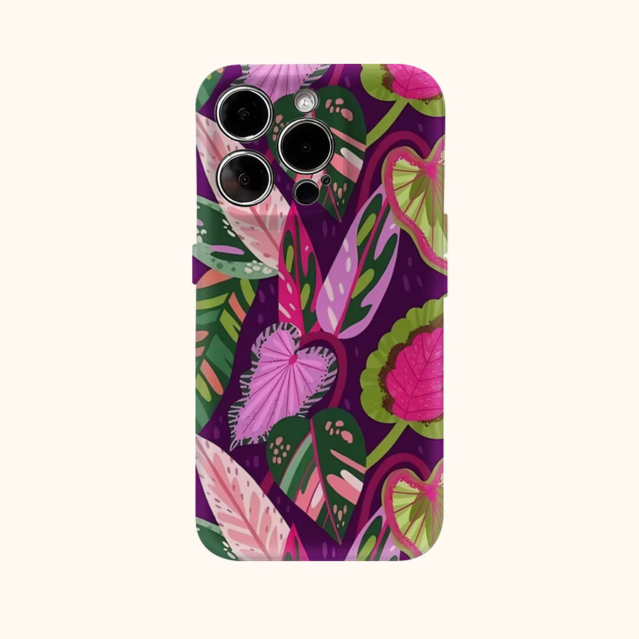 Handyhülle mit tropischem Laub-Design für iPhone 11 bis iPhone 17 Pro Max, mehrfarbig, doppellagige Rückseite - Bild 2