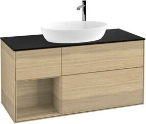 V&B Waschtischunterschrank Finion Wandbeleuchtung in Eiche matt, Farbe Beige, Breite: 120 cm, Tiefe: 50,1 cm, Höhe: 50,1 cm - Bild 1