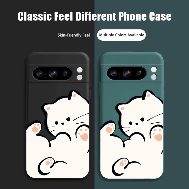 Google Pixel 8 Pro Silikon Handyhülle Fluffy Kitten Design in Grau - Bild 3