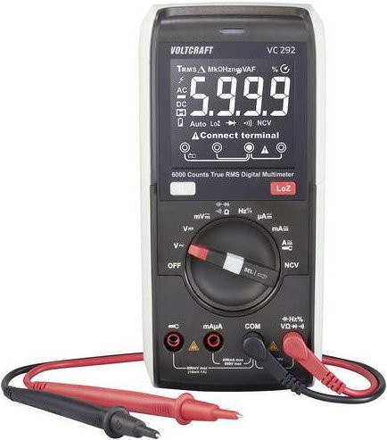 Voltcraft VC292 Digitales Hand-Multimeter True RMS LoZ CAT III 600V in Weiß, kalibriert nach ISO, 6000 Counts - Bild 1