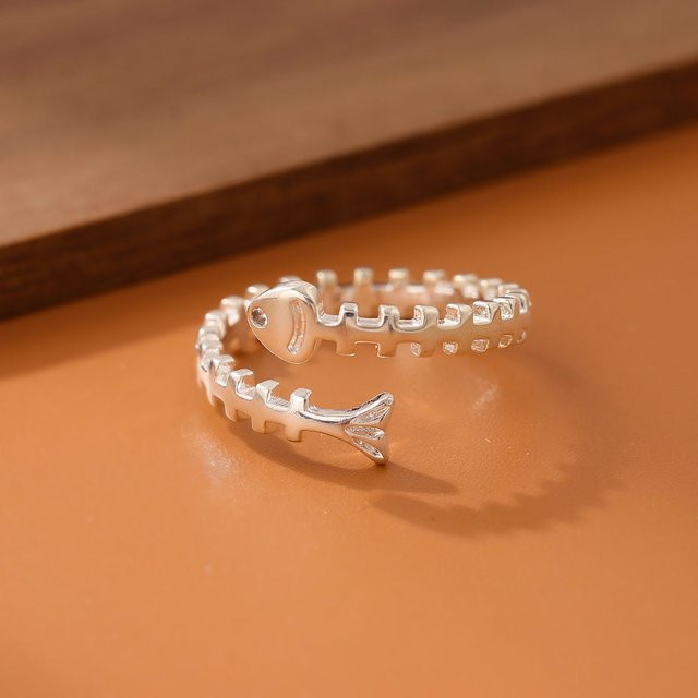 GaGa-Duck Ring, 925 Silber, Fisch Knochen, Damen - Bild 1