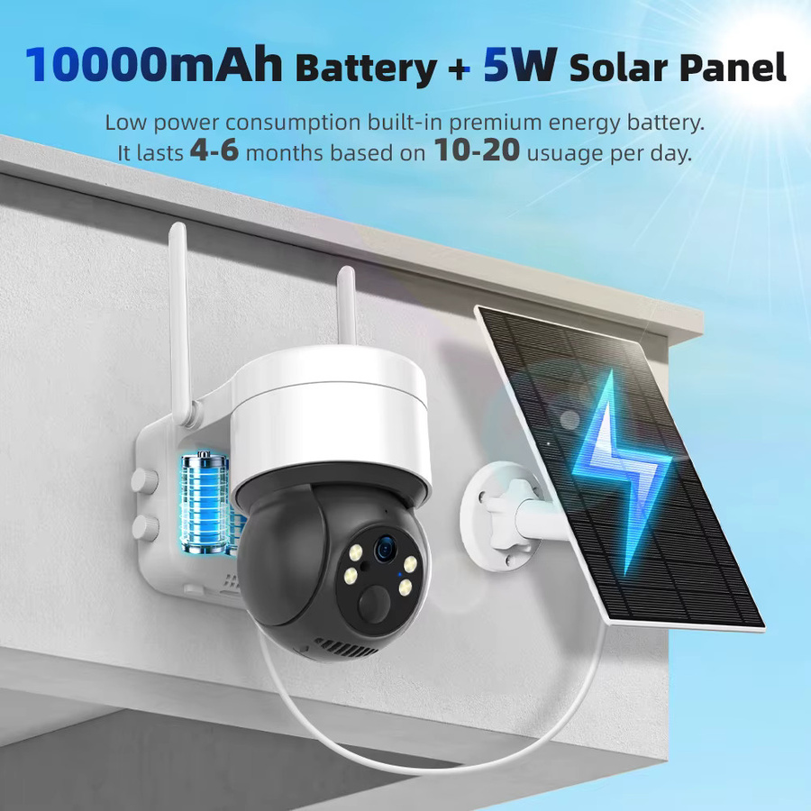 Tuya SmartLife Solar Outdoor Überwachungskamera mit 3MP Auflösung, WiFi und 4G LTE, Motion Tracking und Nachtsicht in Weiß - Bild 2