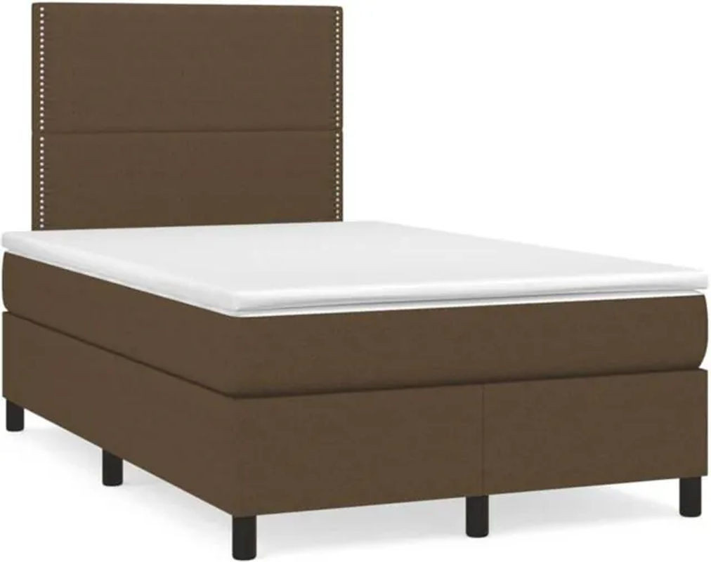vidaxl Boxspringbett mit Matratze in Braun und Weiß aus Stoff und Holzwerkstoff B/T/H: 190 x 120 x 118 cm - Bild 1