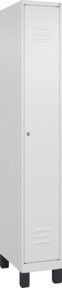 C+P Spind Classic PLUS Garderobenschrank mit 1 Abteil, Farbe: Grau/Weiß, H x B x T: 195 x 30 x 50 cm, mit Zylinderschloss, 4 Garderobenhaken und Trennwand mittig - Bild 1