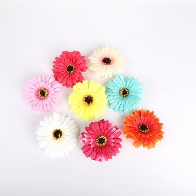 10 Stück künstliche Gerbera von dywjt in Multicolour, dekorative Blumen für Scrapbooking, Hochzeit und Weihnachtsdekoration, Durchmesser: 10 cm - Bild 1