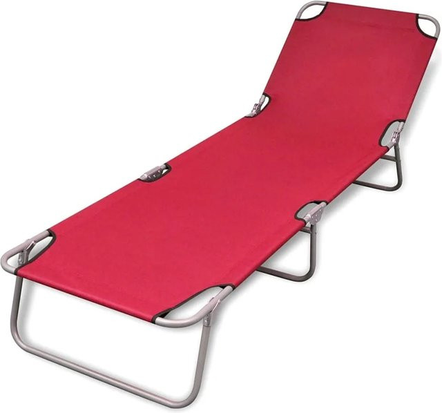 vidaXL Klappliege aus pulverbeschichtetem Stahl und UV-beständigem Polyester in Rot - Bild 1