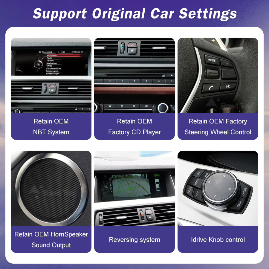 Road Top Multimedia Touch Screen für BMW 5er F10 F11 CIC NBT System 2011-2017 mit Wireless CarPlay und Android Auto, 10,25 Zoll, Schwarz - Bild 4