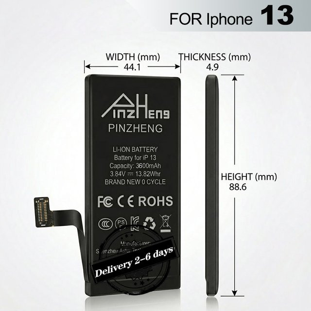 PINZHENG Hochleistungs-Ersatzakku für iPhone 13 in Schwarz - Bild 1
