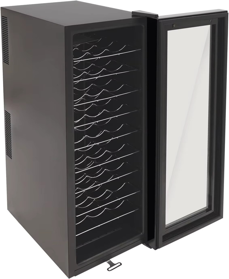 Bymaocar Weinkühlschrank mit Glastür in Schwarz, 90 Liter Kapazität für 30 Flaschen, Kompressorkühlung, Temperaturregelung 12-18 °C - Bild 2