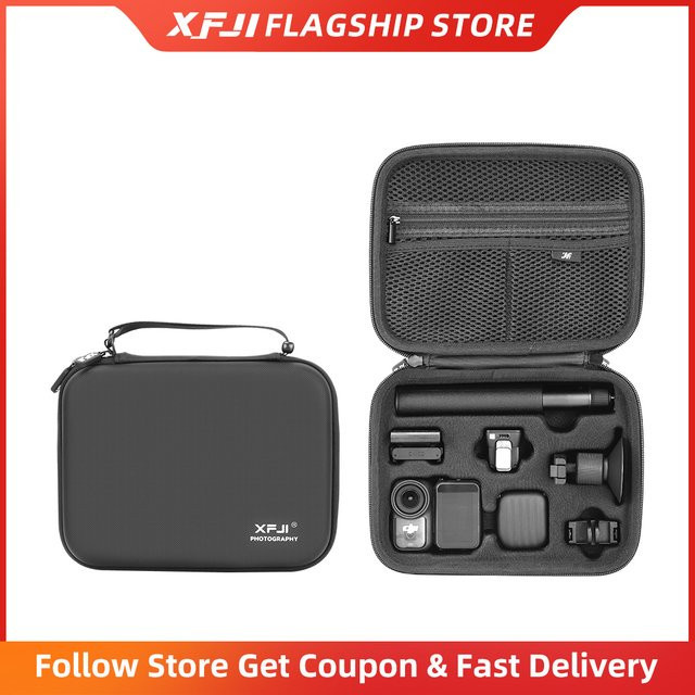 XFJI Tragetasche aus PU-Leder für DJI Osmo Nano Combo, schwarze Umhängetasche und Organizer-Reisetasche - Bild 1