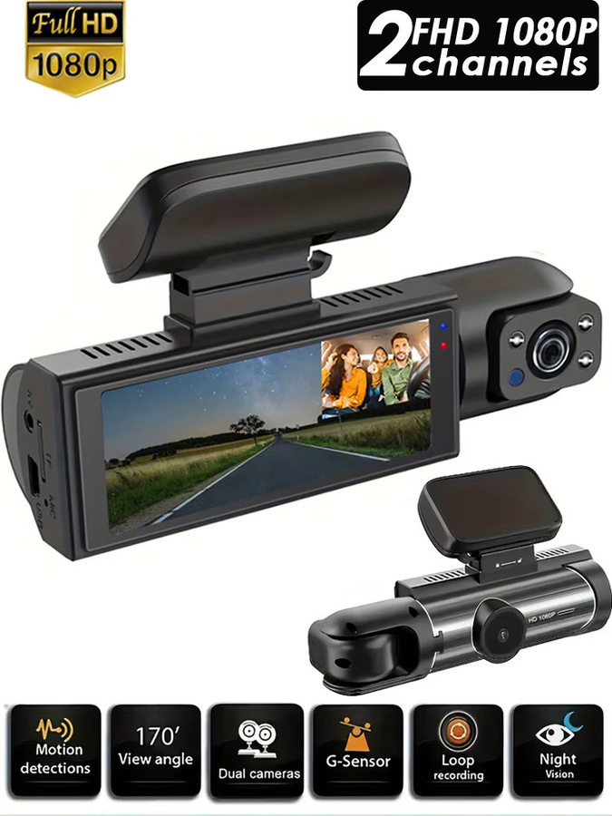Etymoofox Dual Lens Dashcam Full HD 1080P mit Nachtsicht und Loop-Aufnahme, Schwarz - Bild 4