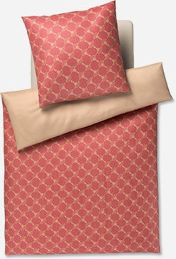Bettwäsche JOOP! CORNFLOWER DOUBLE aus Mako-Satin in Golden Siena mit grafischem Muster in Gold und Rot - Bild 1