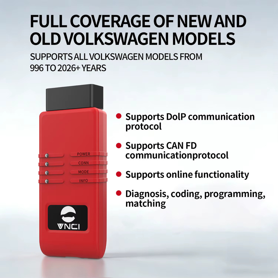 VNCI 6154B Diagnosegerät für VW, Audi, Skoda und Seat mit Unterstützung für CAN FD und DoIP, Verbindung über USB, Type-C und WiFi, Farbe: Rot - Bild 4