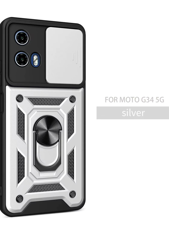 Magnetische Schutzhülle für Motorola Moto G34 5G mit Kameraobjektiv-Abdeckung und Ringhalterung in Schwarz oder Gold - Bild 7