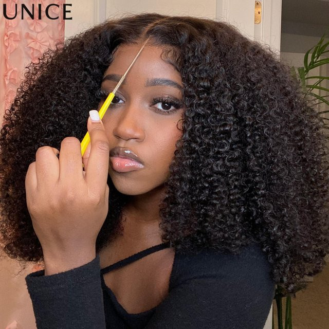 UNICE Echthaarperücke, Kinky Curly, 180% Dichte, Unisex - Bild 1