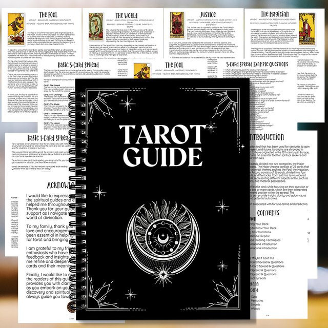 Spiral-Notizbuch mit Mond- und Sonnen-Tarot-Motiv in Schwarz, A5, Blanko - Bild 1