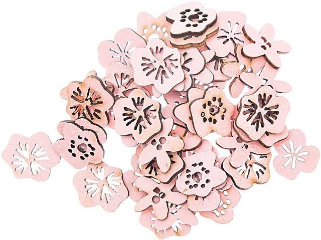 Rico Design Holzstreu Blüten in Rosa, 48 Stück - Bild 1