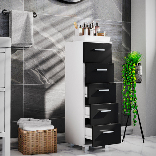 VCM Schubladenschrank Zalo M in Schwarz, B/H/T: 30 x 94 x 30 cm - Bild 2