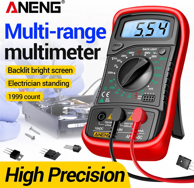 ANENG AN8205C Digitales Multimeter mit LCD-Hintergrundbeleuchtung und Thermoelement, AC/DC Amperemeter Volt Ohm Tester, Blau - Bild 1