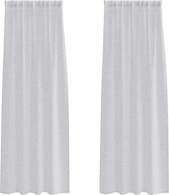 vidaXL Voile-Vorhänge aus Polyester, 2 Stück, Hellgrau, semi-transparent, Breite: 140 cm, Höhe: 225 cm - Bild 1