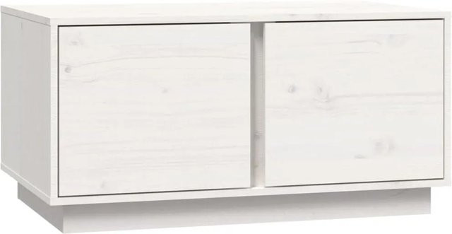 vidaXL Couchtisch aus massivem Kiefernholz in Weiß mit rustikaler Optik, B/T/H: 80 x 50 x 40 cm - Bild 1