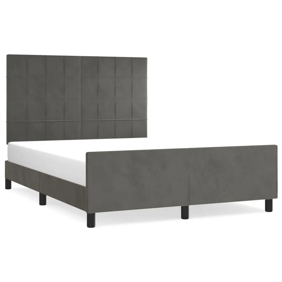 vidaXL Bettgestell mit Kopfteil aus Samt in Dunkelgrau, B/T/H: 140 x 190 x 128 cm - Bild 2