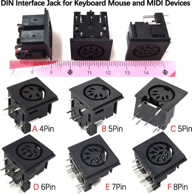 ChengHaoRan 2 Stück Mini-DIN-Buchsen für Tastatur, Maus oder MIDI, PCB-Montage, Farbe: Schwarz - Bild 1