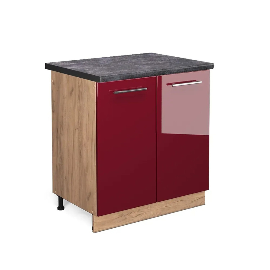 Vicco Spülenunterschrank Fame-Line Bordeaux Hochglanz Anthrazit und Goldkraft Eiche B/T/H: 80 x 60 x 82 cm - Bild 2