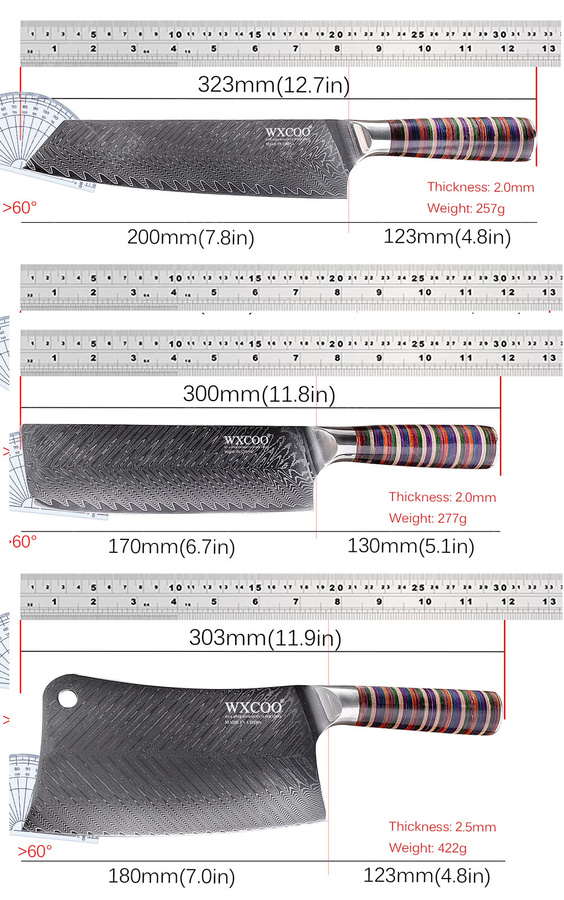 WXCOO Professionelles Damaszener Stahlmesser mit Holzbox, Japanisches Ausbeinmesser mit 67 Lagen für Obst und Gemüse - Bild 6