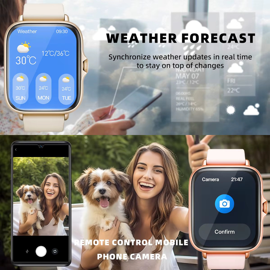 DESERTCAT Smartwatch mit 1,83 Zoll Display in Pink, wasserdicht mit Anruffunktion, Schlafüberwachung und Nachrichten-Benachrichtigungen für iPhone und Android - Bild 6