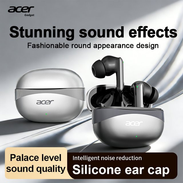 Acer Ohr750 Enc Kabellose Kopfhörer in Silber mit Anrufgeräuschunterdrückung und Surround-Sound-Effekt - Bild 1