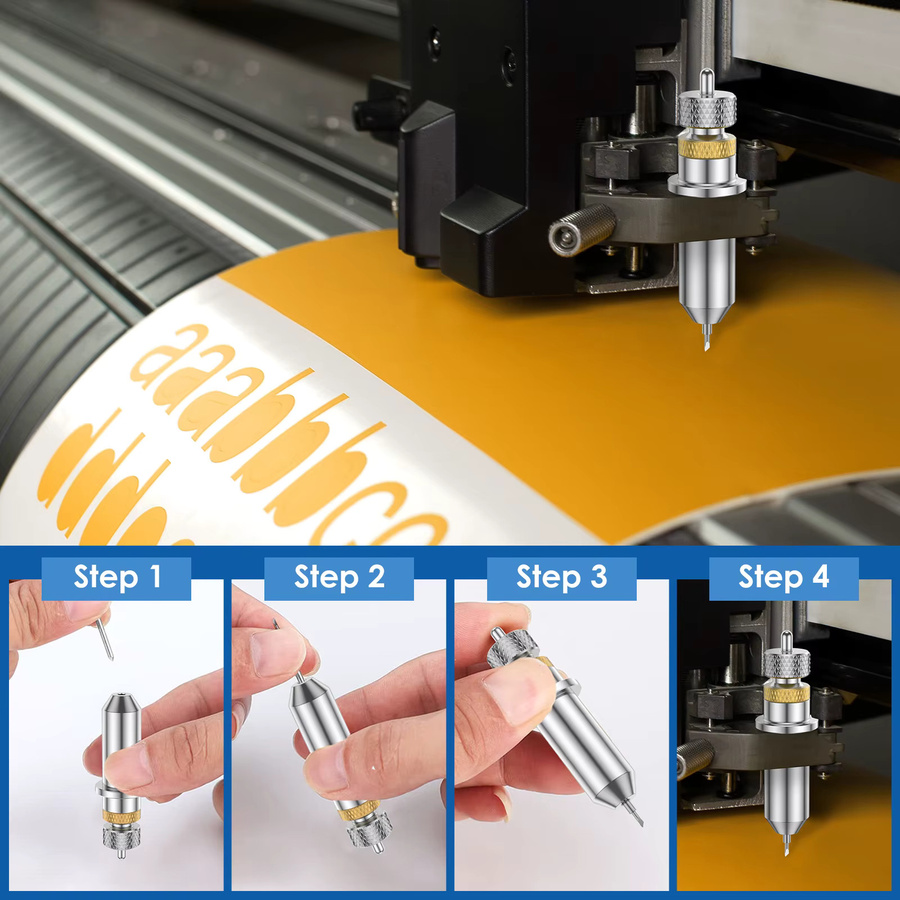 46 Stück Vinyl-Schneideklingen Set aus gehärtetem Stahl in 30°, 45° und 60° mit Halterung für Plotter in Silber - Bild 3