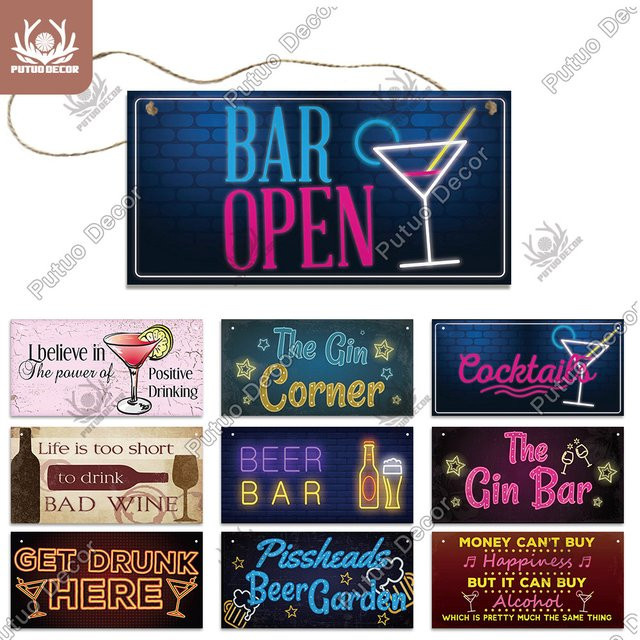 Putuo Dekor Holzschild Wein Zeichen als Wanddekoration für Bar und Pub - Bild 1
