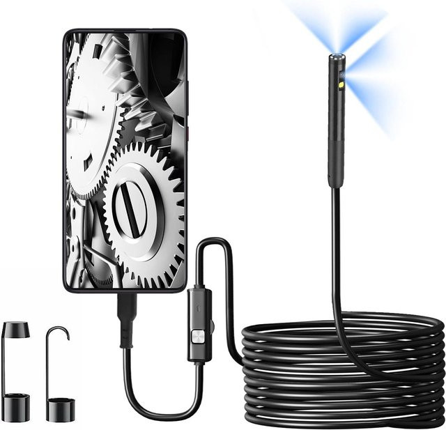Honor Electronics Endoskopkamera mit 1920P HD-Auflösung, Doppelobjektiv und 8 einstellbaren LED-Leuchten, IP67, schwarz - Bild 1