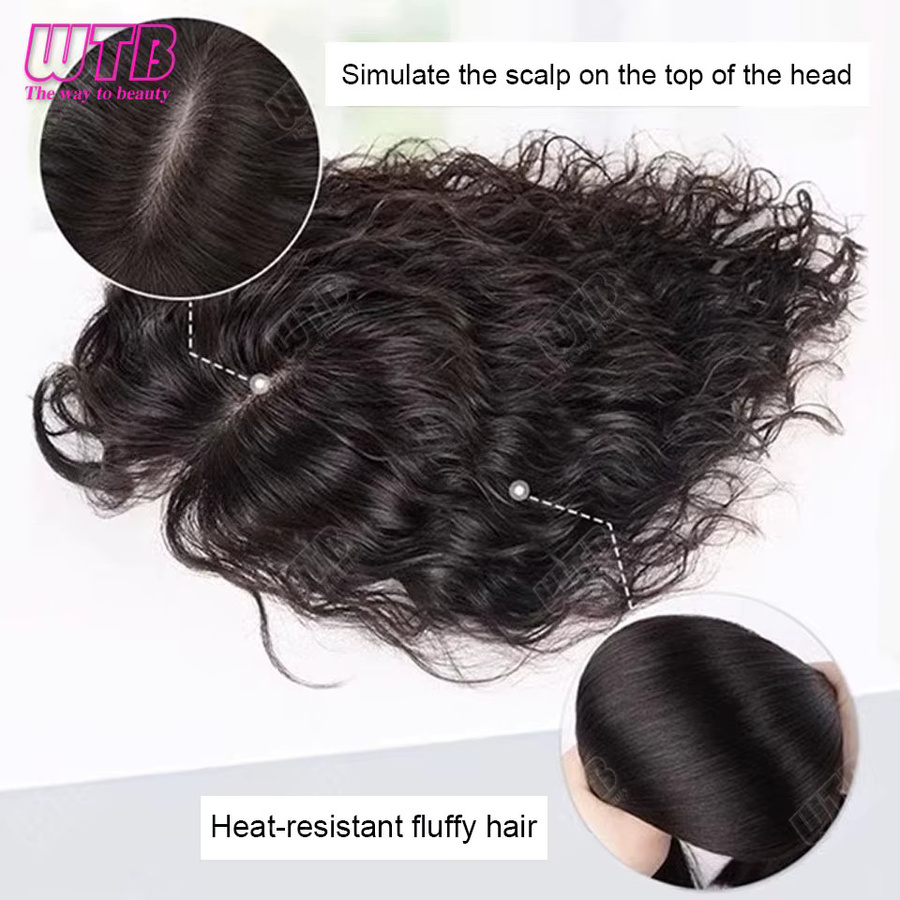 WTB Synthetische Clip-in-Haarverlängerung, kurzes lockiges Toupet, Damen - Bild 3